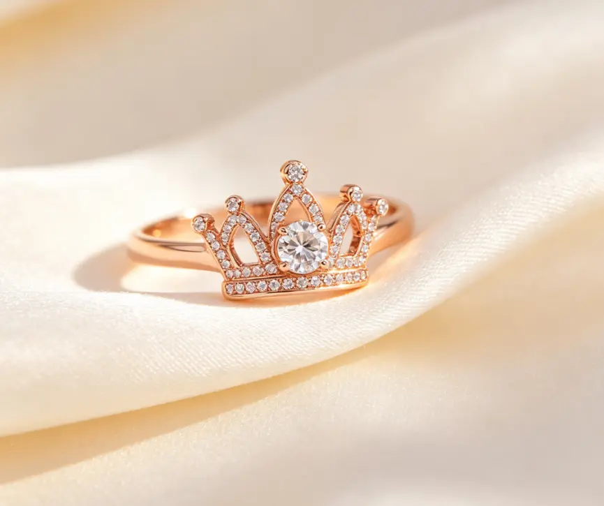 Ladies' luxury jewelry with gold-plated zircon rings