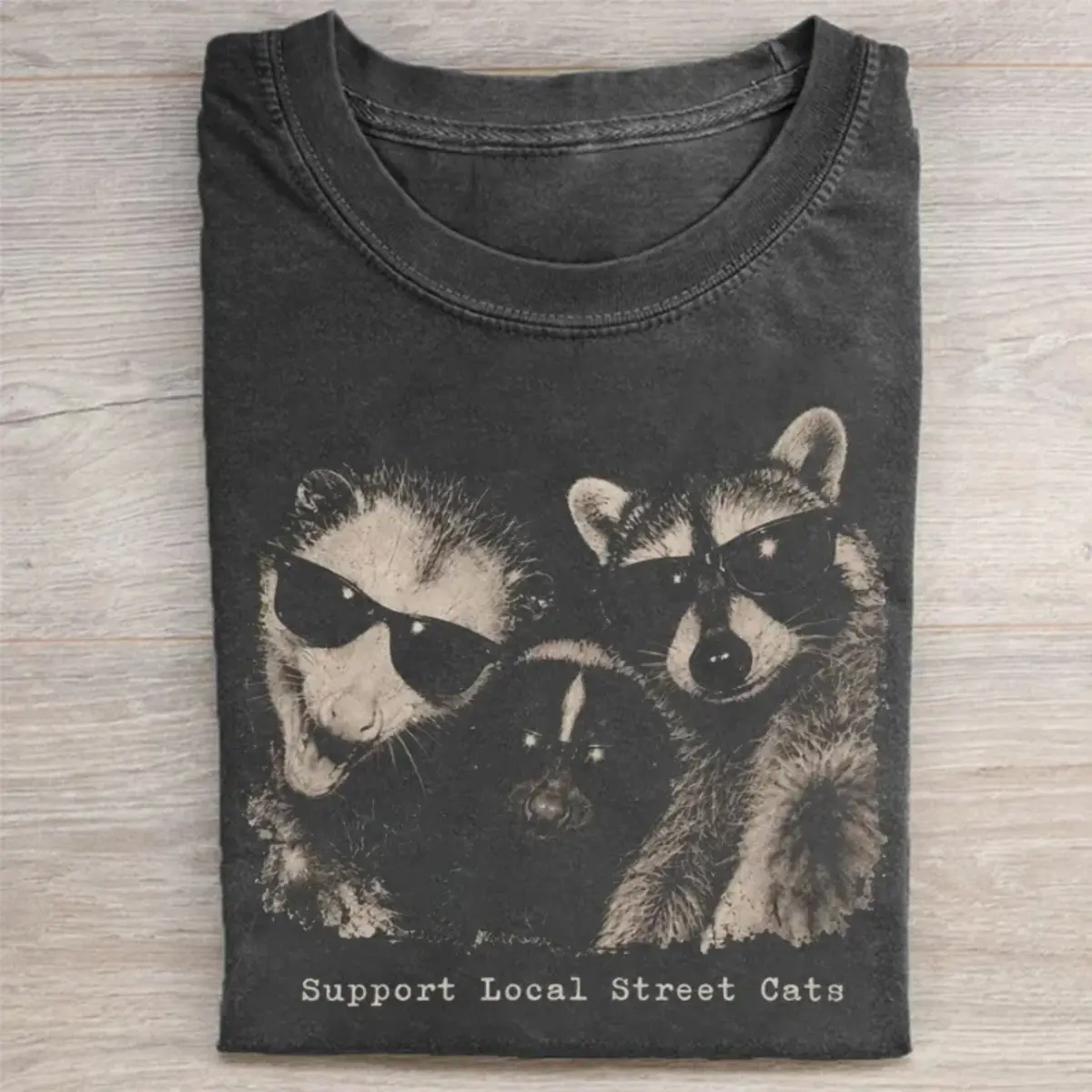 Comfort Colors Support Local Street Cats Shirt, Funny Opossum Raccoon Skunk Graphic Tee, Trash Panda Animal T-Shirt, Retro Wildlife Meme Shirt
