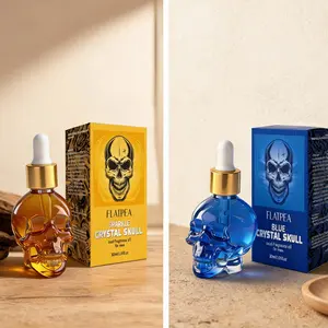 30ML Lemon and Musk Essential Oil, Skull Shape Therapeutic Aromatherapy Oil with Glass Dropper, Candle Soap Bath Salt Ball Skin Hair Care Wellness Diffuser