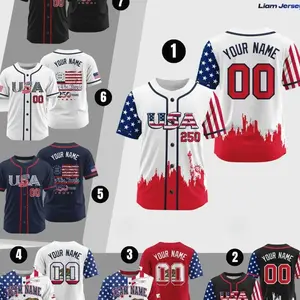 Custom USA Baseball Jersey, Personalized Name and Number Shirt, Patriotic American Flag Uniform for Men Women Youth