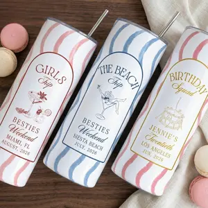 [MESSAGE OR LEAVE A NOTE] Vacation Girls Trip Tumbler Personalized Custom Cup with Name Girls, Weekend Travel Mug, Beach Trip Cups, Beach Bachelorette, Cabana Stripe Club, Gift For Her