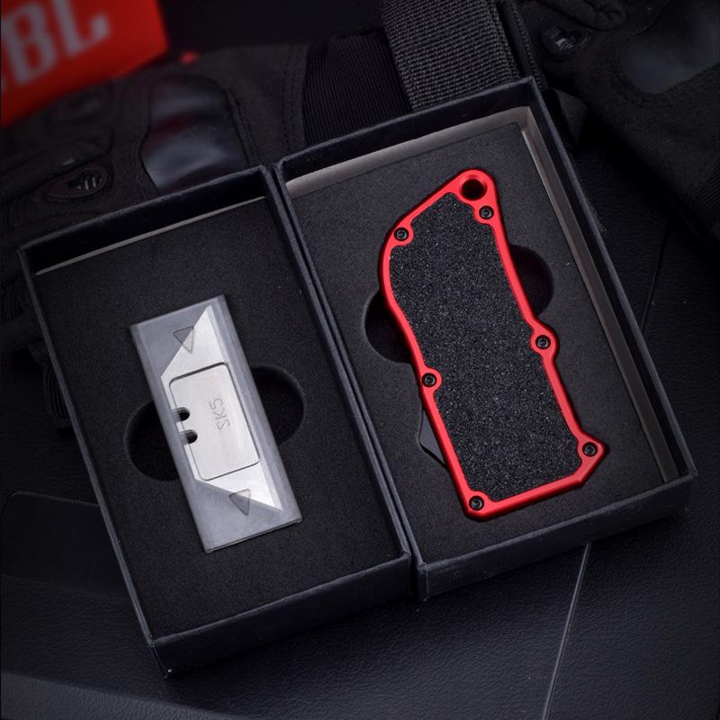 EDC Auto Box Cutters Heavy Duty Cardboard Cutter, Replaceable Blade Pocket Knife With Clip, With 5pcs Spare Blades, utility knife,