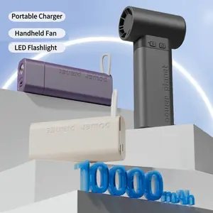 [Balck Friday Deals] Portable Fan Handheld Fan with portable charger, 10,000mAh battery Power bank, LED Flashlight,Arc Lighter Functions, 6 Speed settings USB Fan for summer and outdoor camping