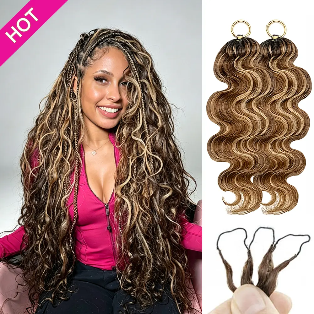 Asakiss Body Wave Feather Crochet Human Hair for Miracle Knots Boho Braids Knotless Pre-Separated, 50g/Pack 40 Strands/Pack Time-Saving Burmese Curly Crochet Hair Extensions 4-5 Packs for Full Head Lightweight Protective Styles For Summer Vacation Hair