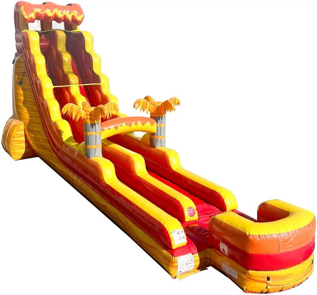 22FT Commercial Inflatable Water Slide & Blower, Lava Wave | Heavy-Duty 15oz Vinyl, Commercial Waterslide Bouncer w/ Stakes & Storage Bag, for Kids & Adults Party, Event, Birthday