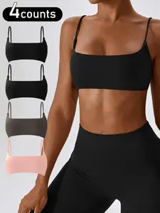 Women's Solid Wireless Sports, Breathable Comfortable Quick Drying Bra, Ladies Sportswear for Yoga Gym Wireless Sports Bras