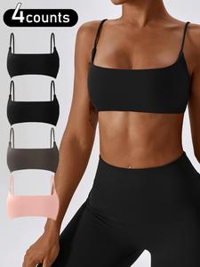 women's solid wireless sports bra, breathable comfortable quick drying bra, ladies sportswear for yoga gym, activewear, women workout clothes, sports lingerie top, solid color bra, strappy sports bra, running workout bras