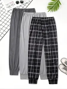 Men's Comfortable Fitted Long Pajama Pants Set of 3, Ideal Sleepwear Loungewear for Relaxing Evenings at Home, Soft and Cozy Sleep Pants