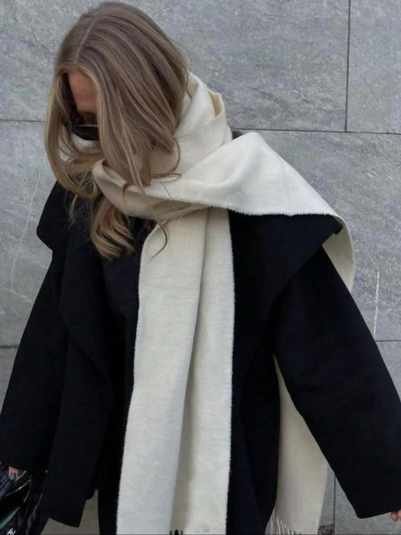 Women's Fashion Winter Scarf, Thick Warm Imitation Cashmere Shawl, Windproof Plain Color Neck Warmer for Outdoor Use Winter Scarf Keffiyeh Headscarf Fluffy Soft Scarf, Casual Soft Scarf