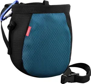 Moko Rock Climbing Chalk Bag, Bouldering Chalk Pot Bucket with Adjustable Belt & Carabiner Drawstring Climbing Gear
