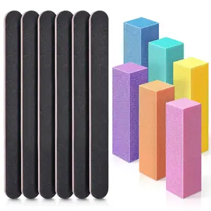 CoveNails Nail Files and Buffers, Professional Manicure Tools Kit Rectangular Art Care Buffer Block Tools 100 180 Grit 12 pcs(Black)