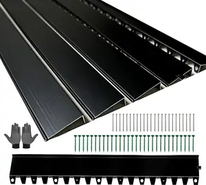 Stainless Steel Garden Edging, Metal Landscape Edging & Retaining Wall Panel, Cuttable & Bendable, Includes 54 Nails, Ideal for Courtyards/Flower Beds/Hard Surfaces (20 Feet/6-Piece/Black)