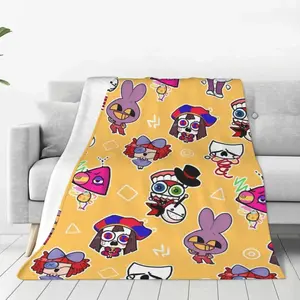 The A-Amazing D-Digital C-Circus Cartoon Blanket Pomni Jax Anime Flannel Funny Warm Throw Blanket for Home Textile Decor Car
