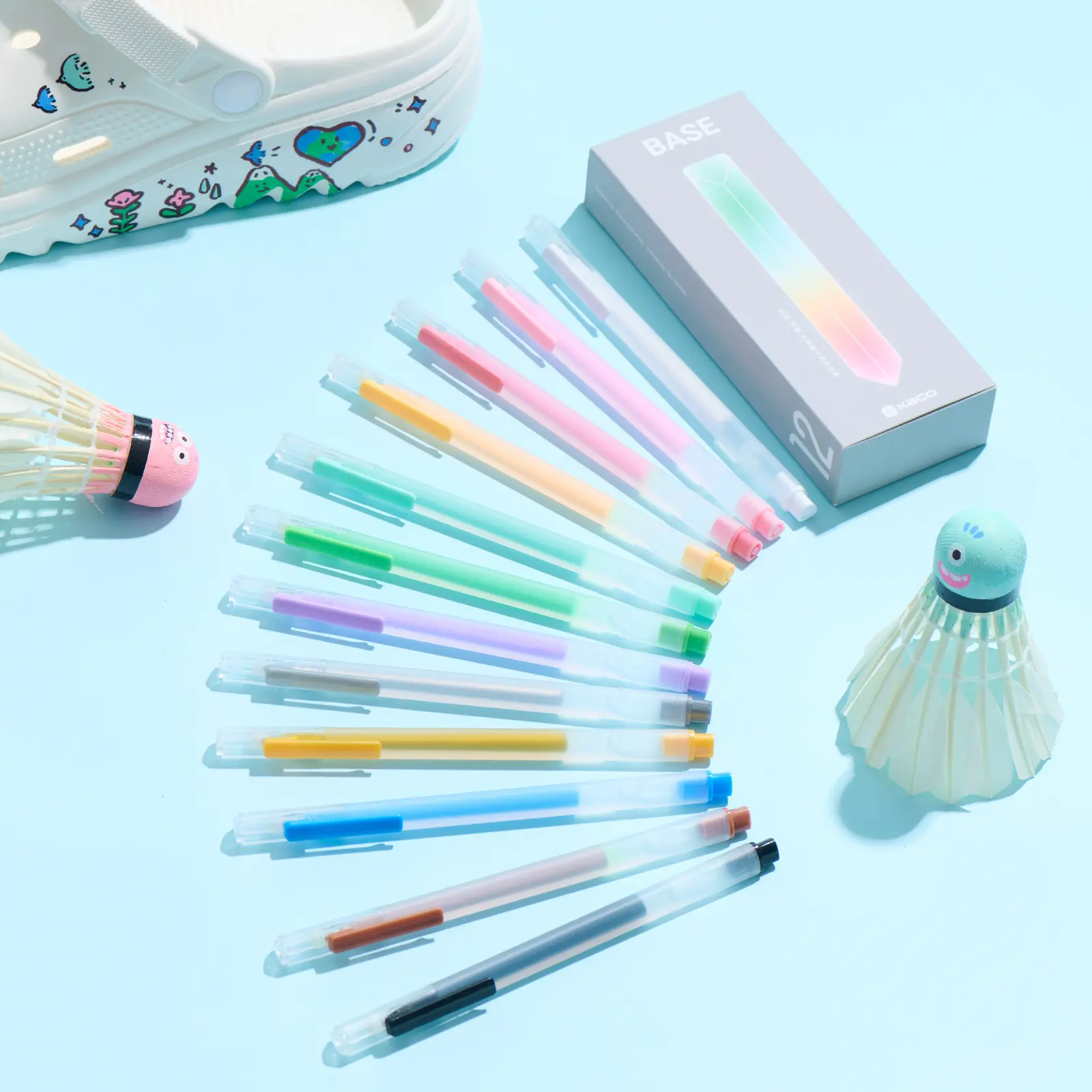 KACO BASE Acrylic Gel Pens for Drawing – 12Color Set (11 VibrantColors, 0.8mm Point + 1 Black, 0.5mm Fine Point), Colors Gel Paint Pens Acrylic Marker Pens Smooth Writing, Cute Stationery BackToSchool for Journaling, School Office Supplies, Perfect Gift