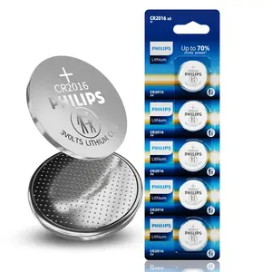 Philips CR2016 3V Lithium Coin Battery (5-Pack) - CR2016 Battery for Slim Remotes, Electronic Tags, Mini Devices