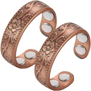Copper Magnetic Ring for Women 99.9% Copper Finger Ring Strong Magnet Ring Copper Jewelry Gift Adjustable
