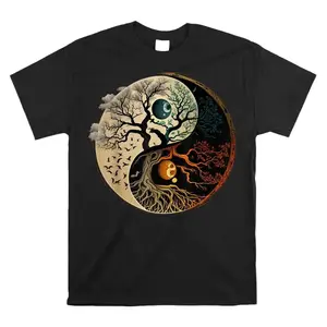 Spiritual Yin Yang Buddhist Tree Of Life Shirt Cotton Fabric