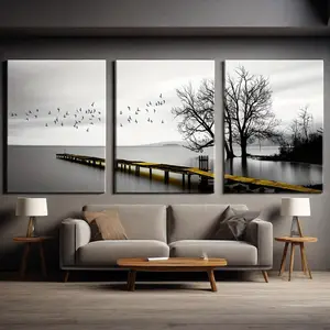 3pcs/set Frameless Industrial Style Bridge Scenery HD Canvas Painting Art Posters for Home and Office Decor Wall Pictures