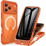 MagSafe-Compatible Silicone Protective Casing for iPhone 18 Pro - 9H Tempered Screen Protector, Camera Cover, Shockproof Bumper, Full Body Fit Smartphone Cellphone Devices Accessory, Orange