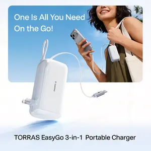 TORRAS EasyGo Pro 3-in-1 Portable Charger 10000mAh Power Bank with 39.4" Retractable USB-C Cable Foldable Wall Plug 35W Fast Charging Travel Essential for iPhone iPad Samsung Galaxy - Device, Compact fathersdaygift