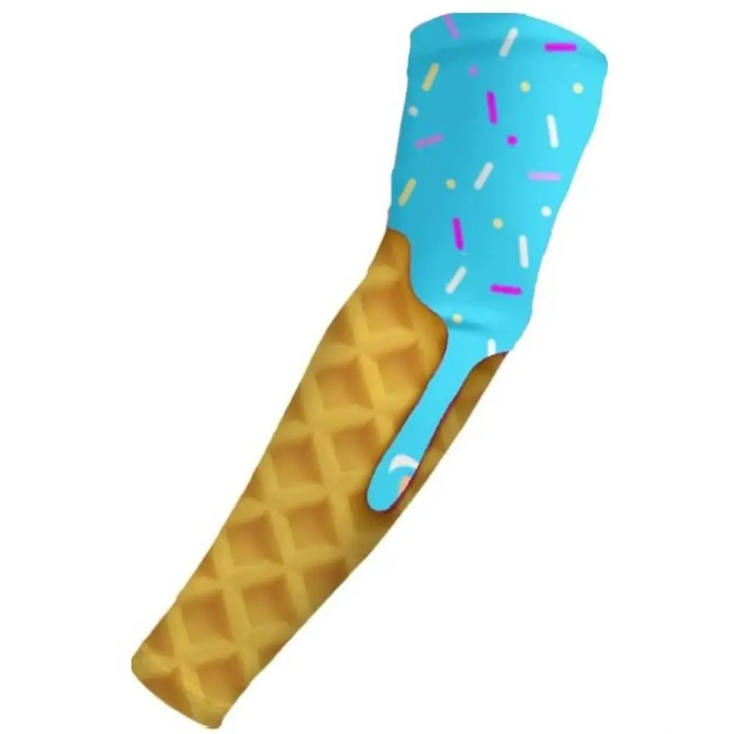 Baseball Sports Compression Arm Sleeve Miami Blue Ice Cream Drip Cone Sprinkles Baseball Sports Compression Arm Sleeve Miami Blue Ice Cream Drip Cone Sprinkles