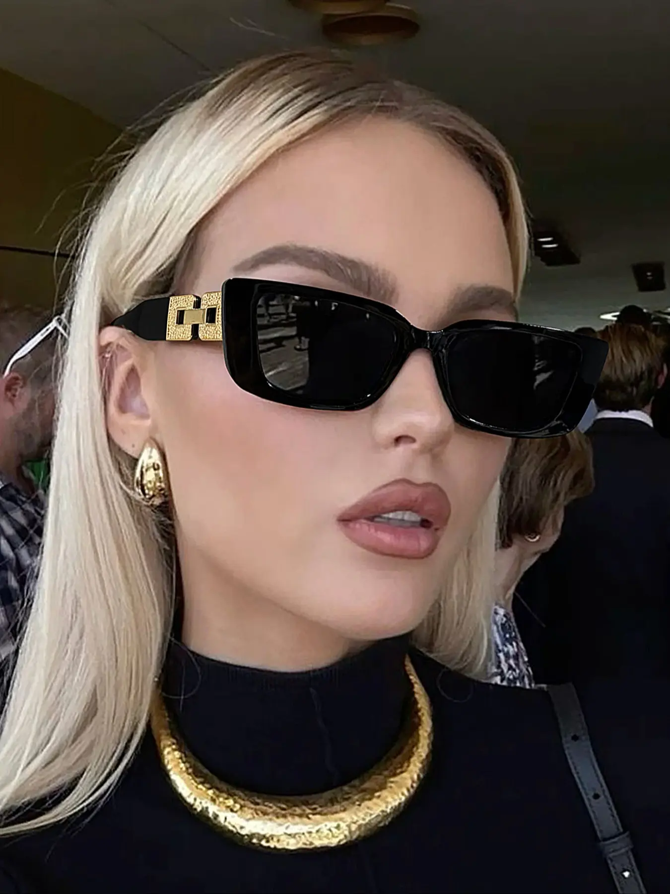 Women's Luxury Vintage Rectangular Tortoiseshell Sunglasses, Uv Protective Sunglasses, Uv400 Protection, Fashionable Frames Sunglasses, All-Season Eyewear for Casual Wear & Gifts
