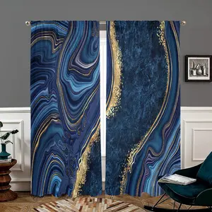 Marble Pattern Curtain, 2 Counts Elegant Marble Printed Curtain, Window Curtain, Home Decorative Curtain, Home Decoration Curtain for Living Room Bedroom Kitchen Bathroom Study