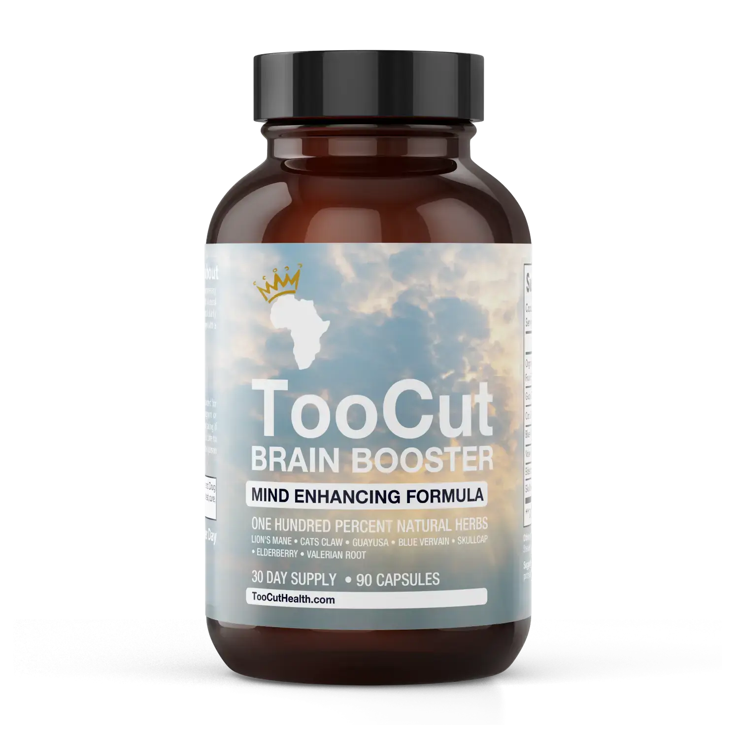 TooCut Brain Booster - Completely Natural - Only 6 Herbs + Organic Lions Mane - Supplement for Optimum Brain Function, Ideal for Fitness and Dietary Use