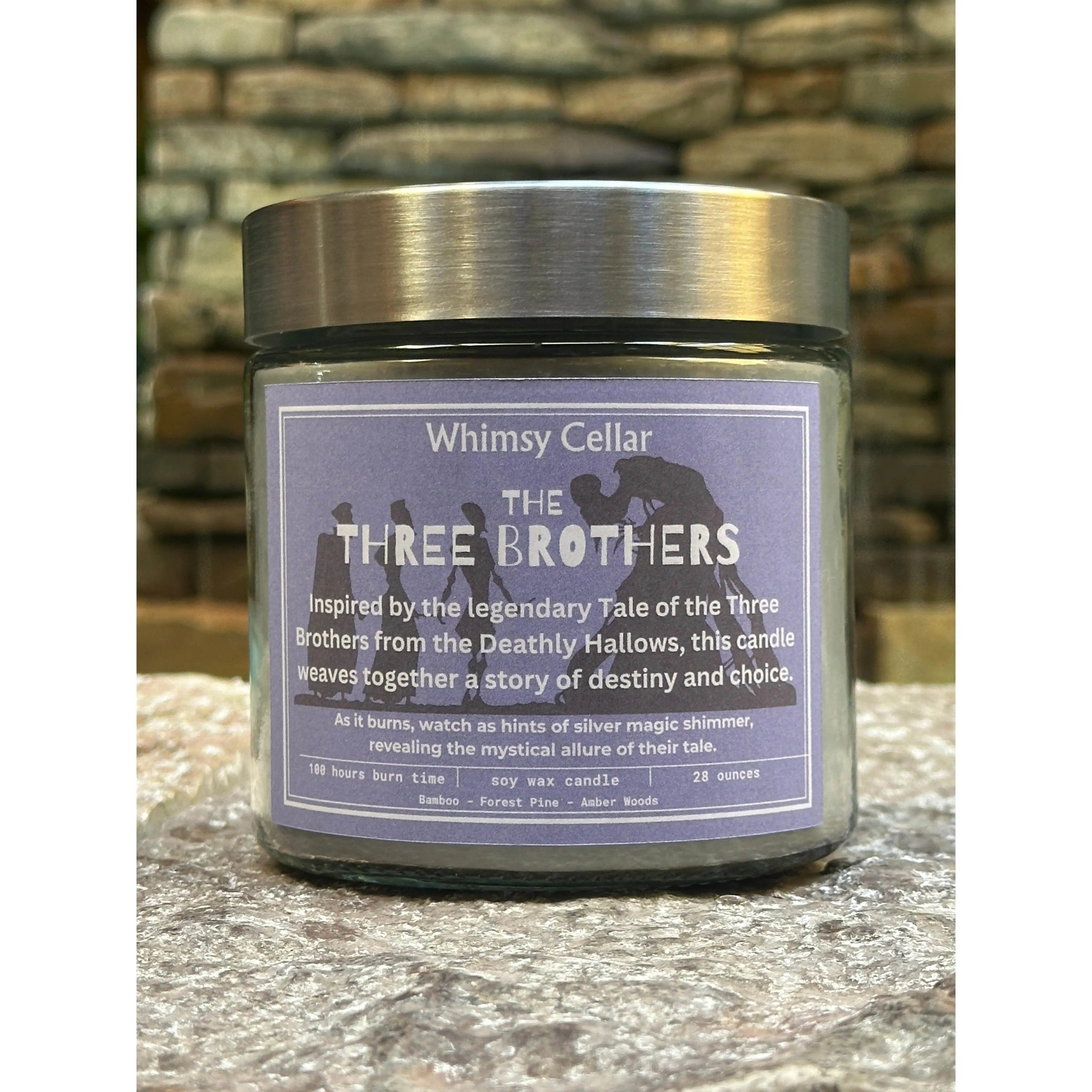 Three Brothers 28 Ounce - 100h Scented Decor Candle for Readers or Movie Night with Immersive Fragrance Experience
