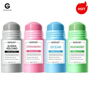 BARUBT Mugwort Mud Mask Stick: Deep Cleansing & Blackhead Removal, Gentle Pore Purifying & Soothing, For All Skin Types, Viral Applicator Face Mask Clay Glycolic Smoother Strawberry