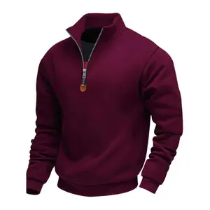 Men's Cross-Border American-Style Heavyweight Fleece-Lined Comfortable Thermal Stand Collar Long-Sleeve Half-Zip Sportswear Casual SweatshirtGiftr