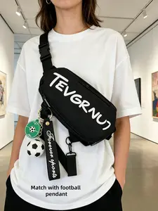 Men's Letter Belt Bag, Large Capacity Casual Crossbody Backpack, Unisex Sports Leisure Shoulder Bag, Mobile Phone Case