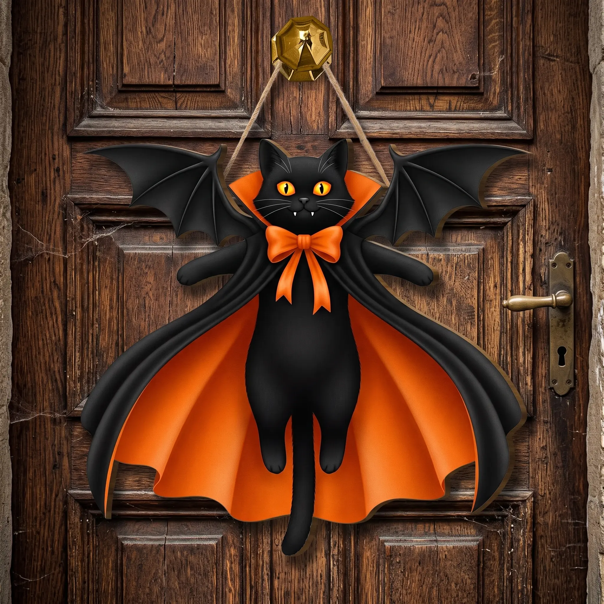 Halloween Black Cat Vampire Bat Wooden Sign, Gothic Wall Decor, Vintage Halloween Decor Indoor, Housewarming Gift, Spooky Season 2026