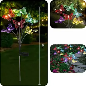 Solar Garden Lights Outdoor Waterproof Decorative Solar Landscape Path Lights LED Butterfly Solar Lights for Garden Yard Lawn Outdoor Decor-1 Pack