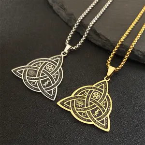 Celtic knot necklace pentagram triple moon necklace jewelry unisex couple jewelry amulet