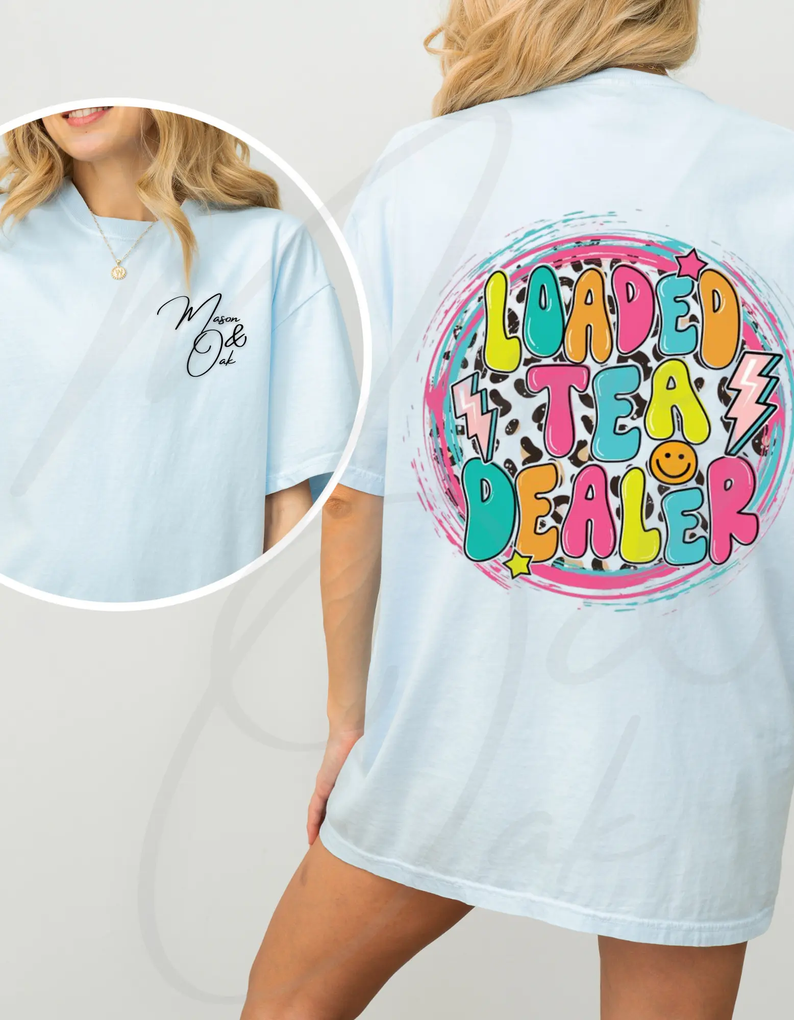 Comfort Colors Loaded Tea Dealer T-Shirt | Colorful Leopard Print Graphic Tee | Mason & Oak | Unisex S-4XL | Herbal Life Tee | Tea Shop Merch | Fun Summer Shirt
