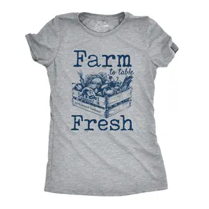 Womens Farm to Table Fresh T Shirt Cute Vegetables Farmers Market Tee Funny Womens T Shirts Cute Vintage Fashion Casual Ladies T-Shirt Gift Environmental Tops for Women Funny Food Top Women's Novelty Tees Light Grey