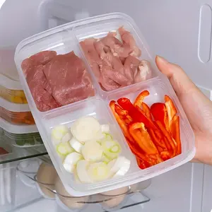 2pcs, 4 Grids Food Storage Box Portable Compartment Refrigerator Freezer Organizer Kitchen Tool Fruit Vegetable Meat Fresh-Keeping Box