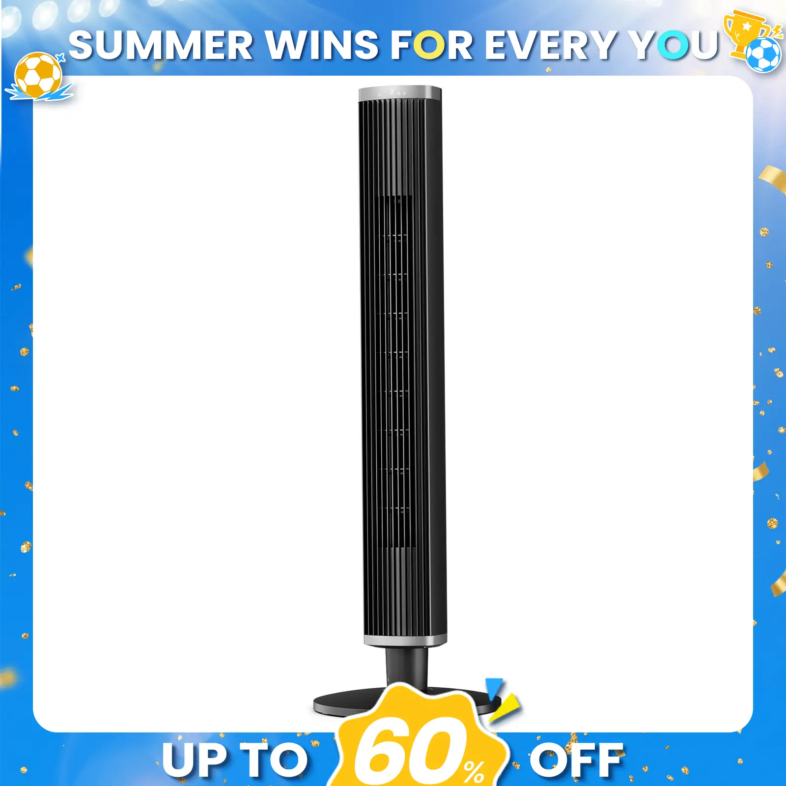 Tower Fan 41-inch, Remote Control, 4 Modes ,45W, 6 Speeds ,Baby Mode, 24H Timer, 60° Oscillation, Quiet 25dB Operation, Touch Control & Auto-Off LED, Longer fan blade, more powerful pure copper motor, for Bedroom Home Office, Black