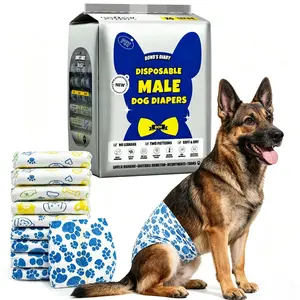 DONO: Disposable Male Dog Wraps Diapers,Rapid-Dry Gel Technology,Super Absorbent,Breathable,Simple To Use,Not Easy To Slide,Multiple Sizes And Package Quantities,Cute Dog Paw Print Pet Products, pamper dog Superabsorbent Designs