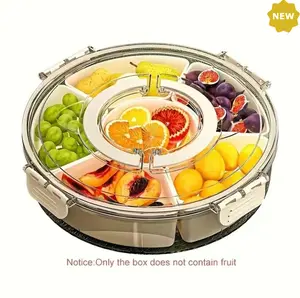Rotating Fruit Tray with Lid & Handle, 1 Count Portable Snack Box, Clear Organizer, Leakproof , Fruit Vegetable Organizer,Fridge Storage  for Home Kitchen, Kitchenware, Utensils, Snack , FoodStorage  ware tubbe pack containers prep meal supplies plate