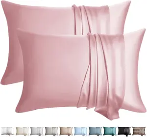 100% Silk Pillowcase 2-Pack, Large Mulberry Silk Pillowcase, Suitable for Hair and Skin, 2-Piece Set, Highest Grade 6A Silk, Soft and Breathable, Good Cooling Effect, Equipped with Hidden Zipper, Gray