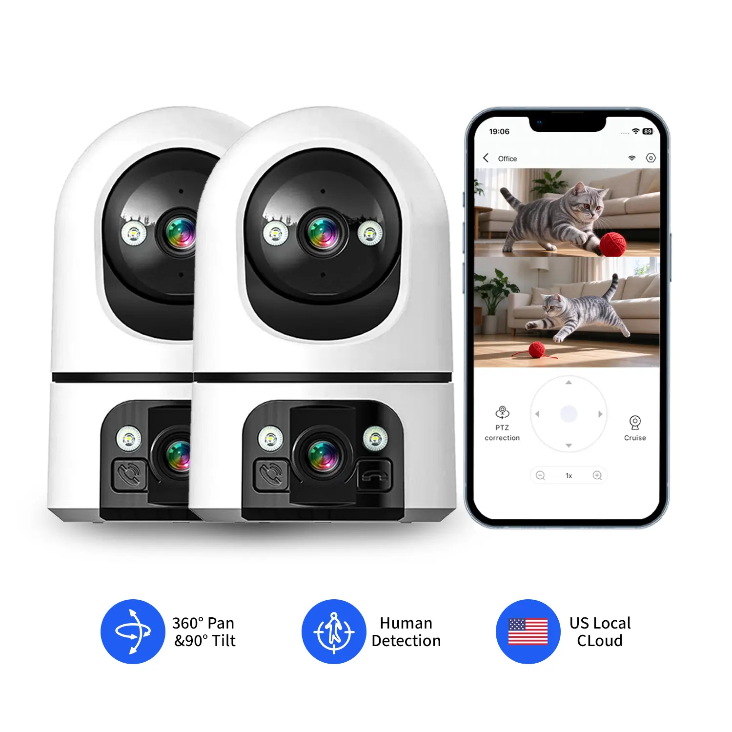 2MP WiFi Security Camera - 1080P Dual Lens, 360° View, AI Motion Tracking, Night Vision, 2-Way Audio, Baby Pet Monitor, Monitoring, Remote Viewing, Burglary Protection, Smart Home Gadget, Photo and Video Features