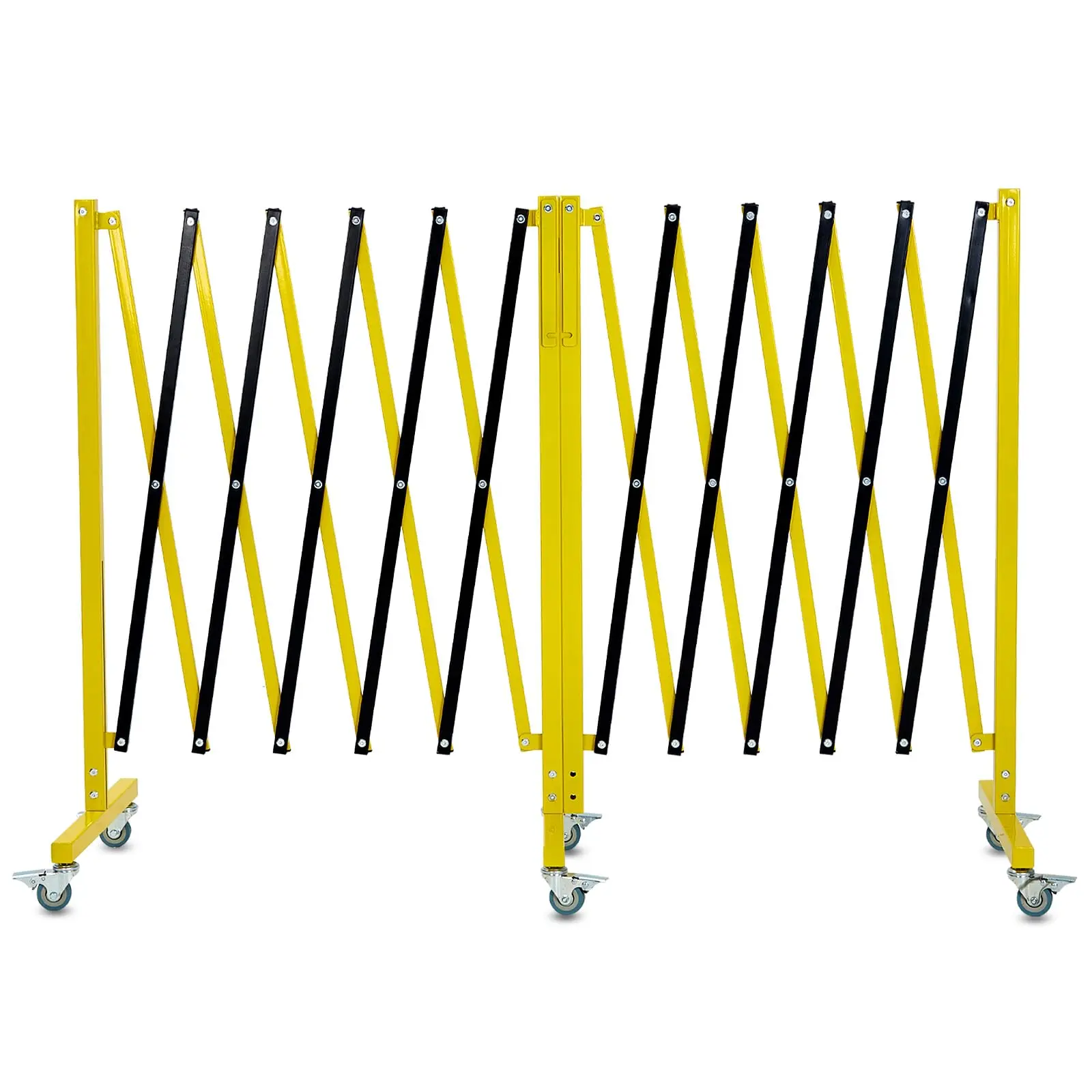 【GARVEE】Industrial Expandable Metal Barricade - 20 Feet Mobile Safety Barrier Gate with Retractable Traffic Fence and Casters, Folding Expandable Barricade for Road Construction and Garage Use