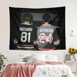 Vintage Heated Rivalry 3x5ft Flag Premium Polyester Tapestry Ilya Rozanov, Shane Hollander Art Print Wall Hanging for College Dorm Man Cave Decor Banner with 4 Grommets Solid Color Decorative Decoration Modern Stripe Design Size