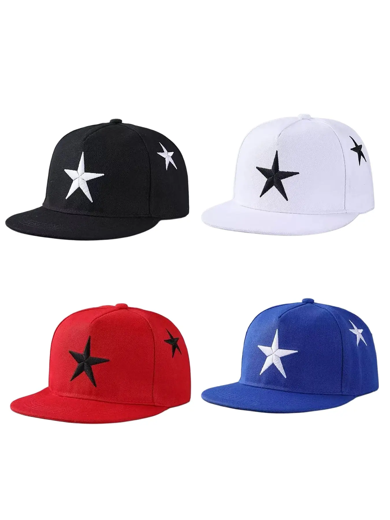 1 five pointed star flat eave hip-hop hat, Flat Cap, baseball hat, truck driver hat, Casual trendy hat, suitable for skateboarding, fans, outdoor cycling sports, sun protection and shading all season long use