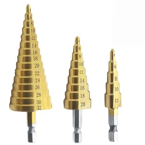 3PCS Titanium Coated HSS Step Drill Bits Set Ideal for Precise Drilling Offering Efficiency and Versatility