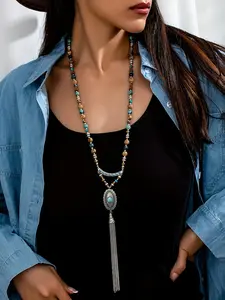 Vintage Boho Style Long Necklace for Women, Fashion Jewelry for Party, Daily Clothing Decor, Trendy All-match & Exquisite Jewelry for Birthday Gift, Jewelry Accessory