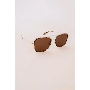 Gia - Women's Square Frame Sunglasses - Beige/Brown