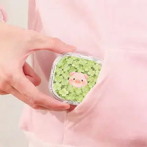 Fresh Green Floral Pig Printed Retainer Box Cute Minimalist Denture Case Portable Orthodontic Retainer Storage Box Dust Proof Pressure Resistant Invisible Aligner Holder